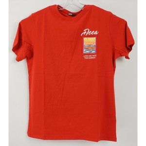 New Dooa Men's XL Short Sleeve Red Love and Hate This Summer Cotton Crew T-Shirt